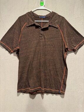 Agave Copper Brown Polo with Orange Contrast Stitching